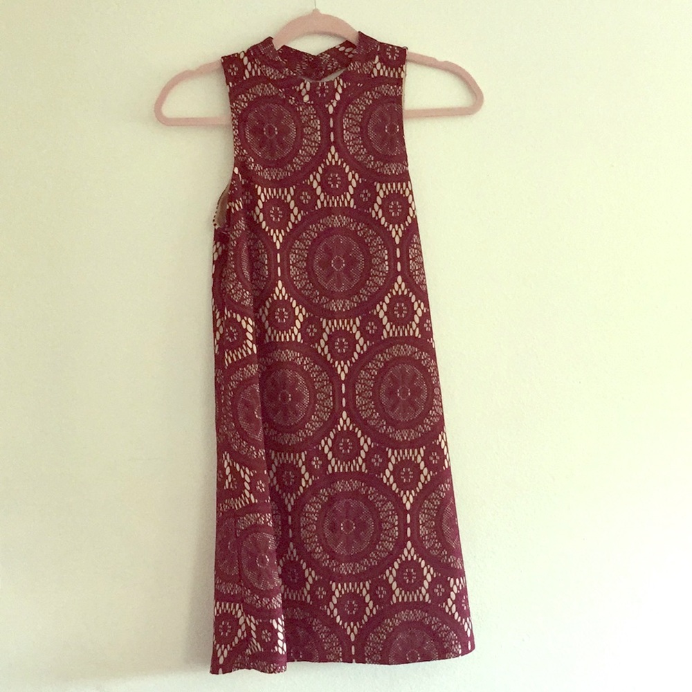 Burgundy embroidered dress